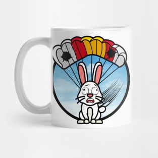 Silly white rabbit  has a broken parachute Mug